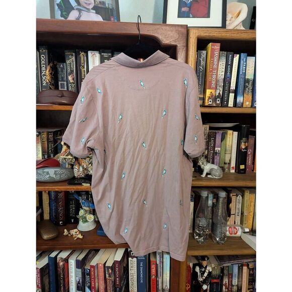Ted Baker London Men’s 4 U.S. Large Parrot Short Sleeve Polo Shirt Mauve Pink - Picture 2 of 6